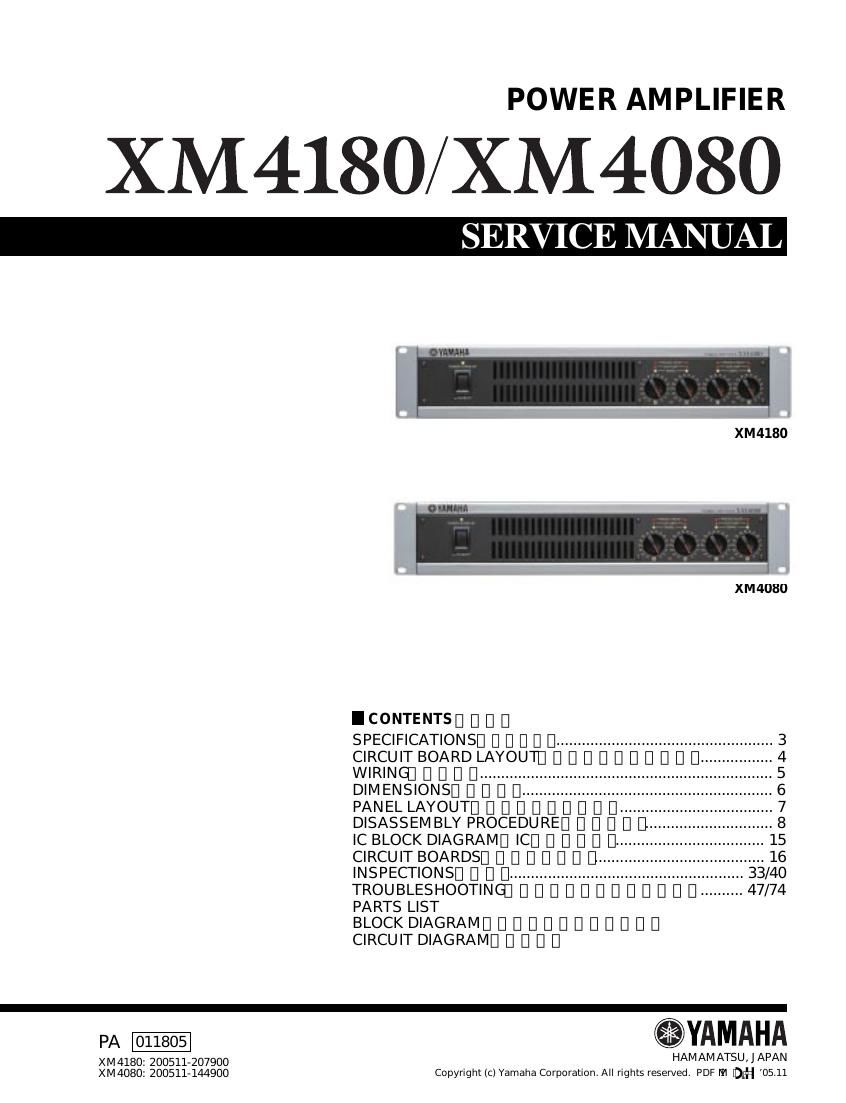 yamaha xm4080 xm4180 power amp service manual