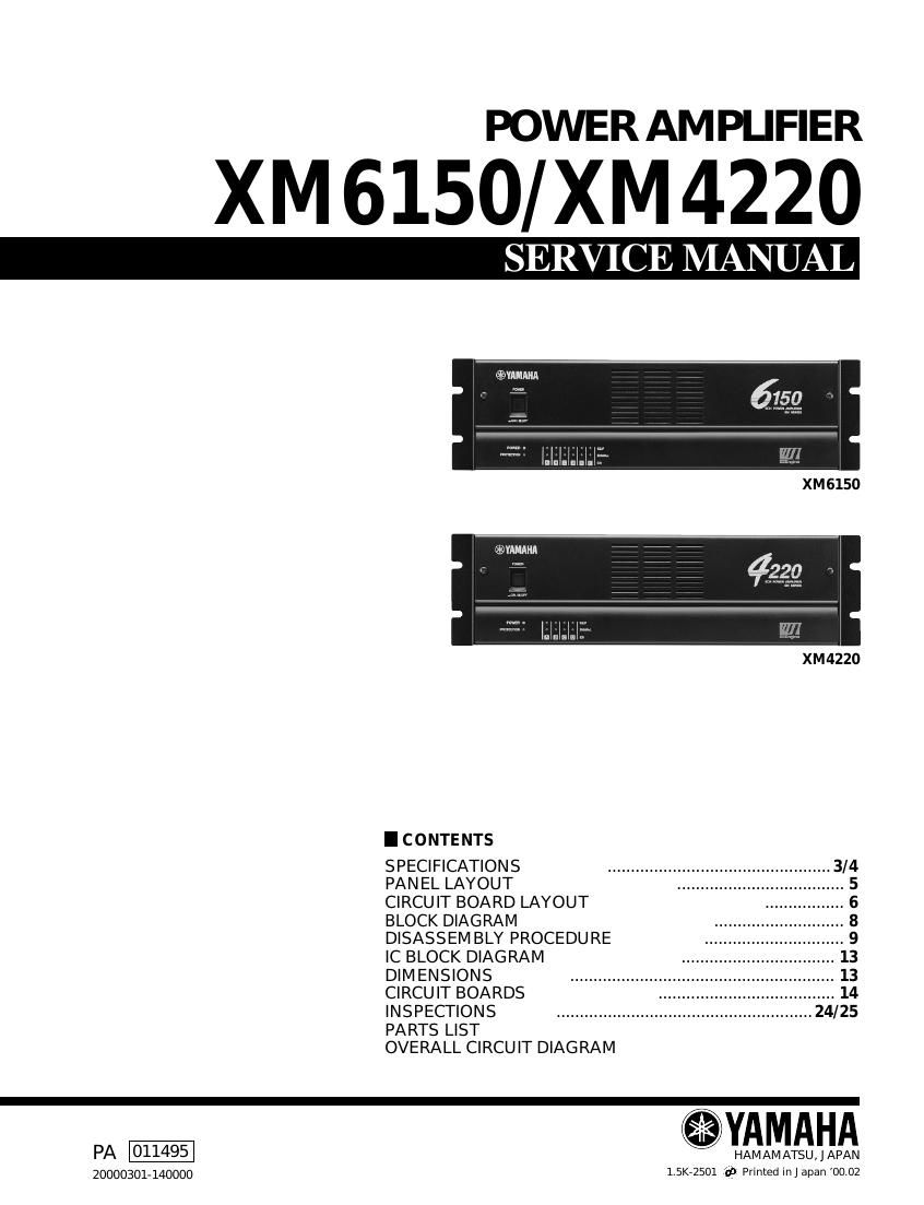 yamaha xm4220 xm6150 power amp service manual