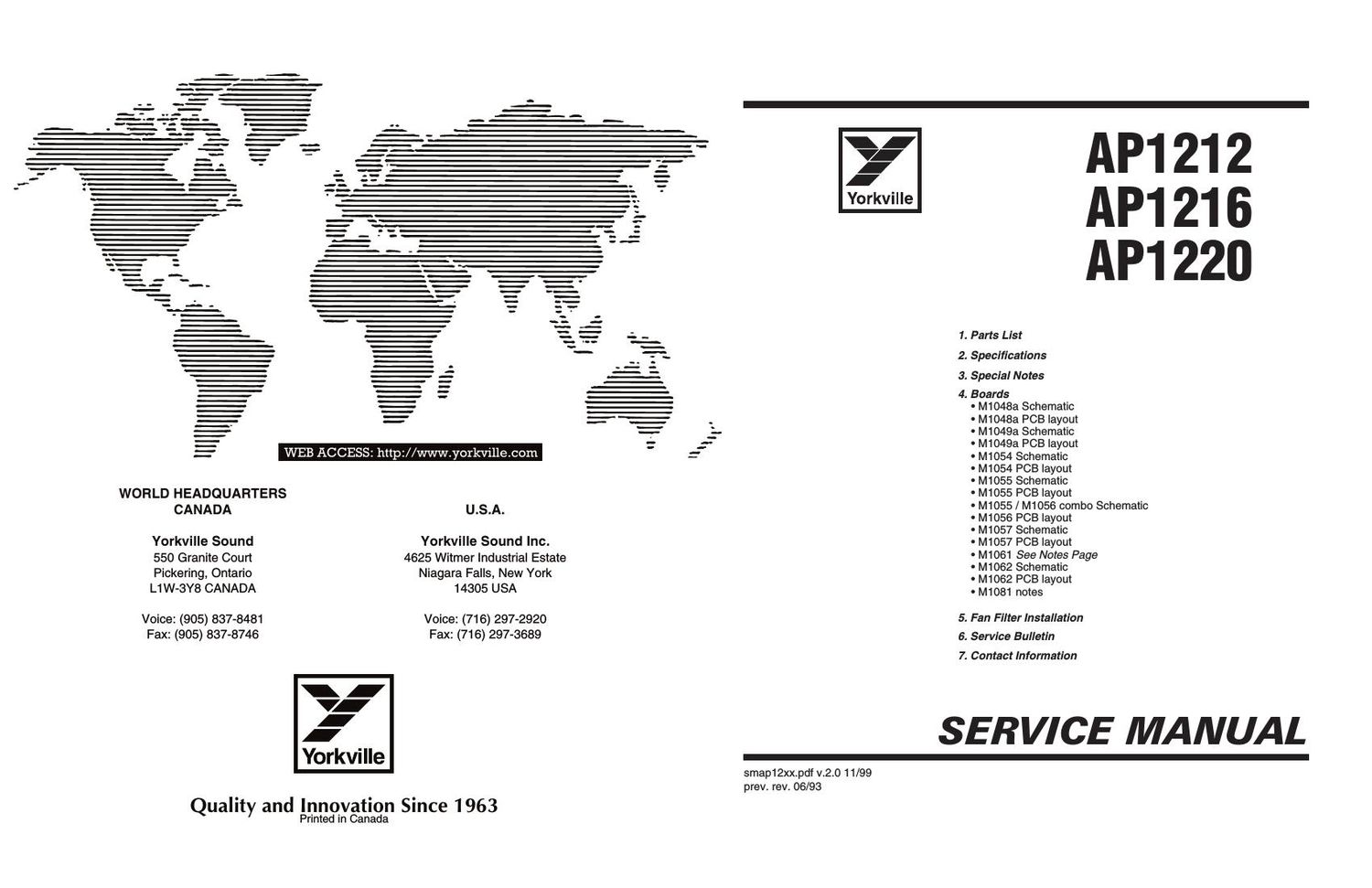 Yorkville AP1212 AP1216 AP1220 Powered Mixer Service Manual