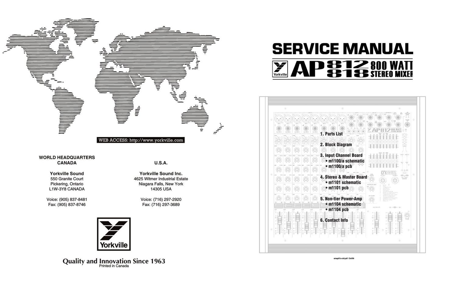 Yorkville AP812 AP818 Powered Mixer Service Manual