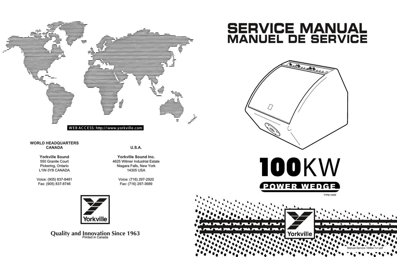 Yorkville 100KW Power Wedge Service Manual