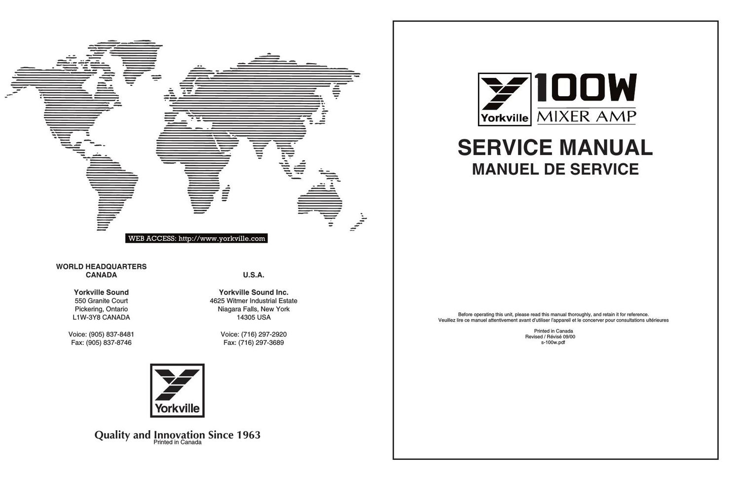 Yorkville 100W Mixer Amp Service Manual