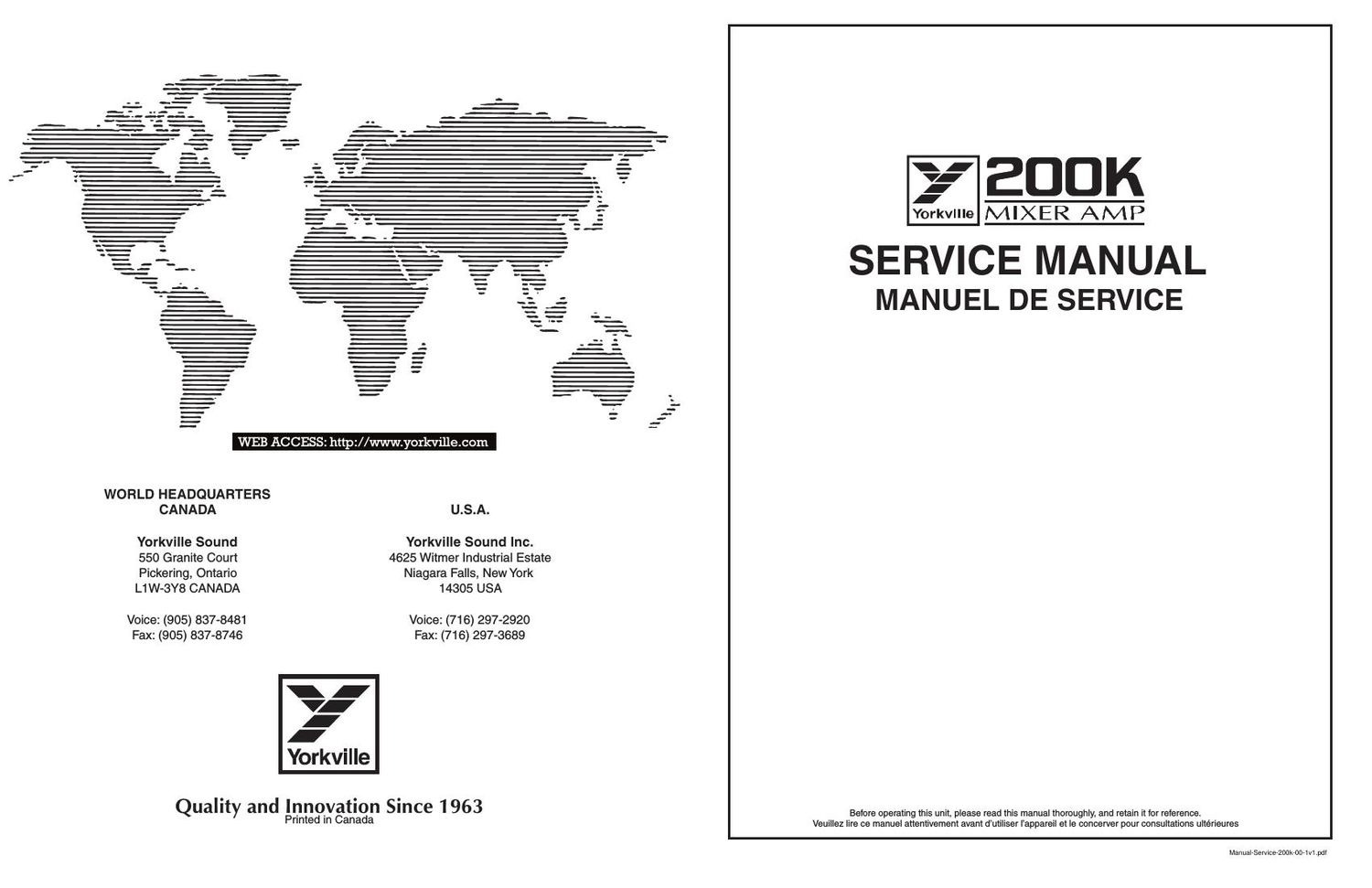 Yorkville 200K Mixer Amp Service Manual