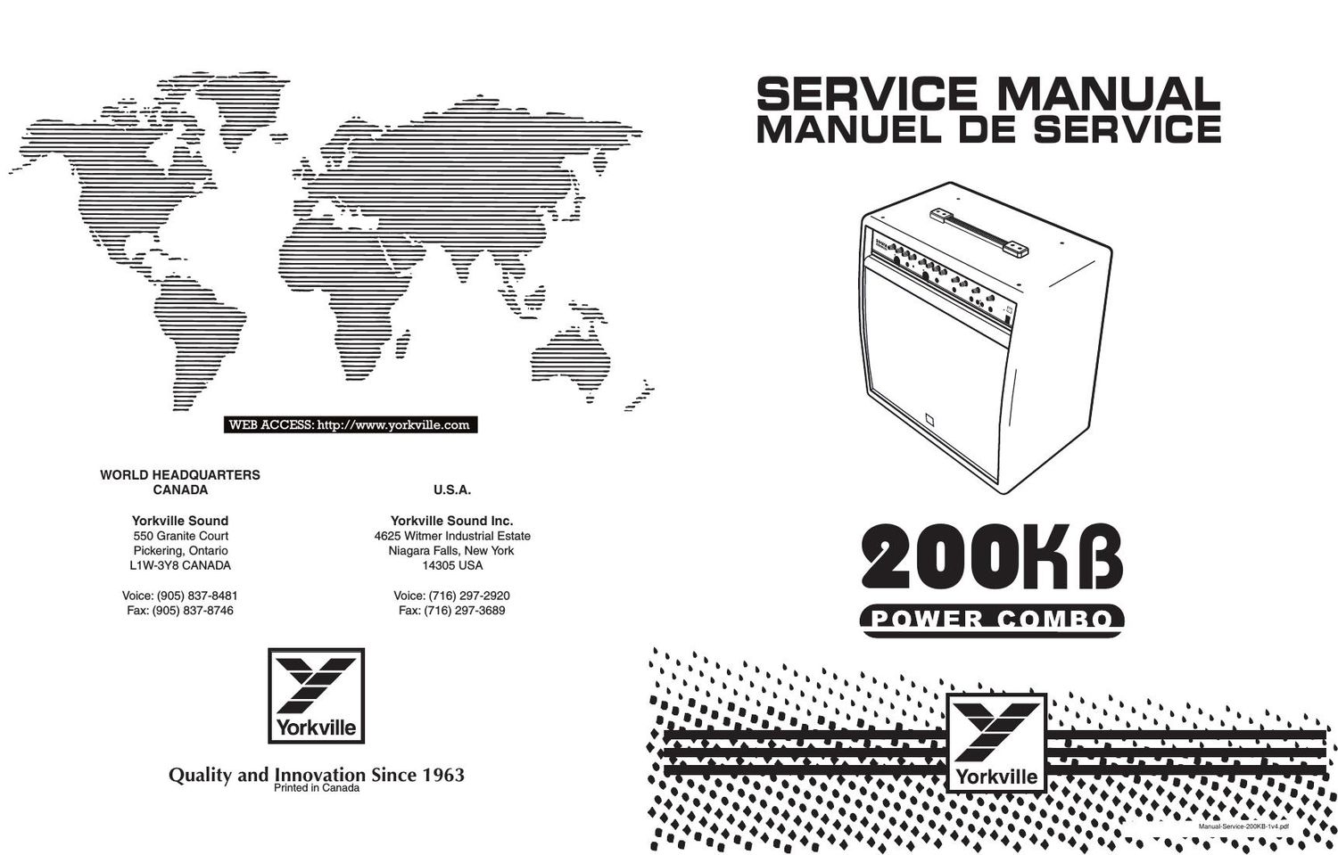 Yorkville 200KB Power Combo Service Manual