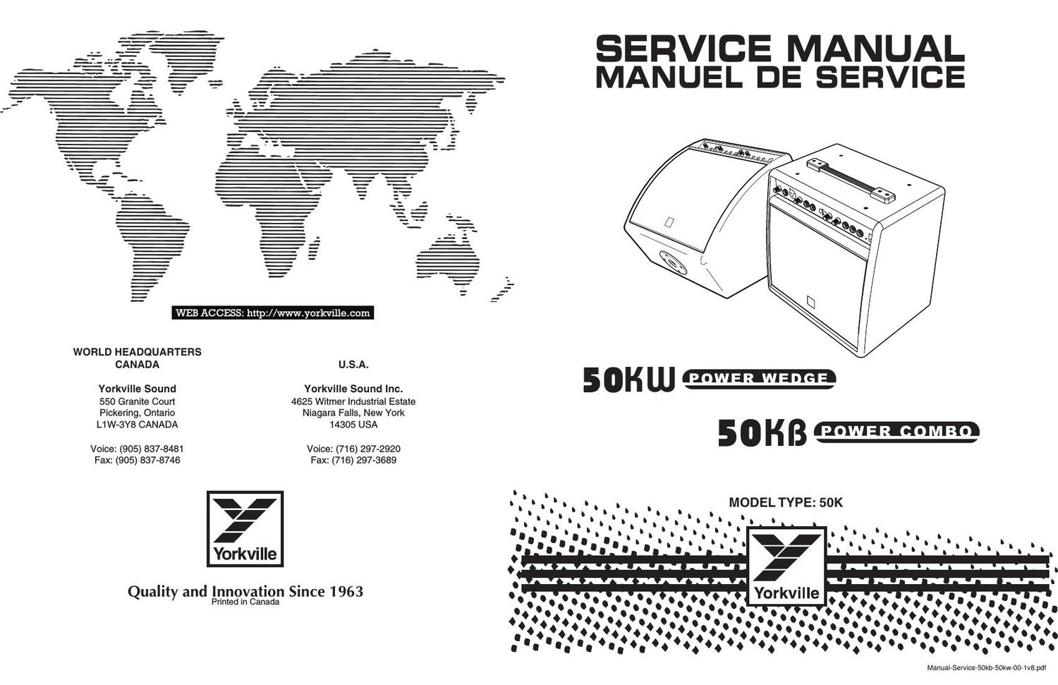 Yorkville 50KW 50KB Service Manual