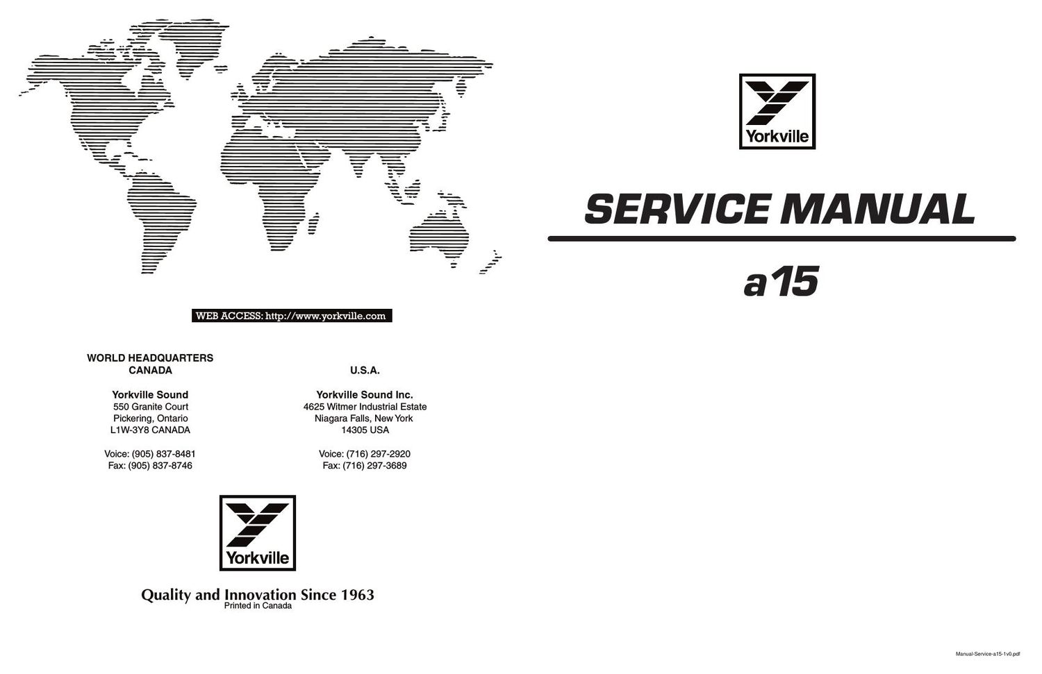 Yorkville A15 Service Manual