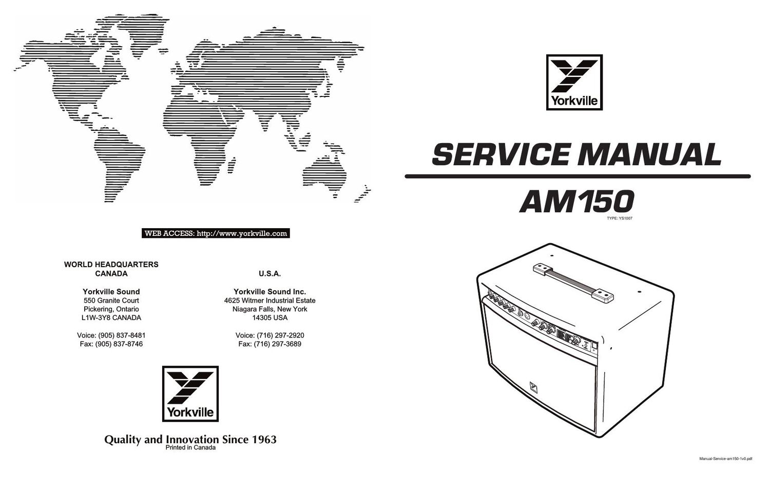 Yorkville AM150 Service Manual