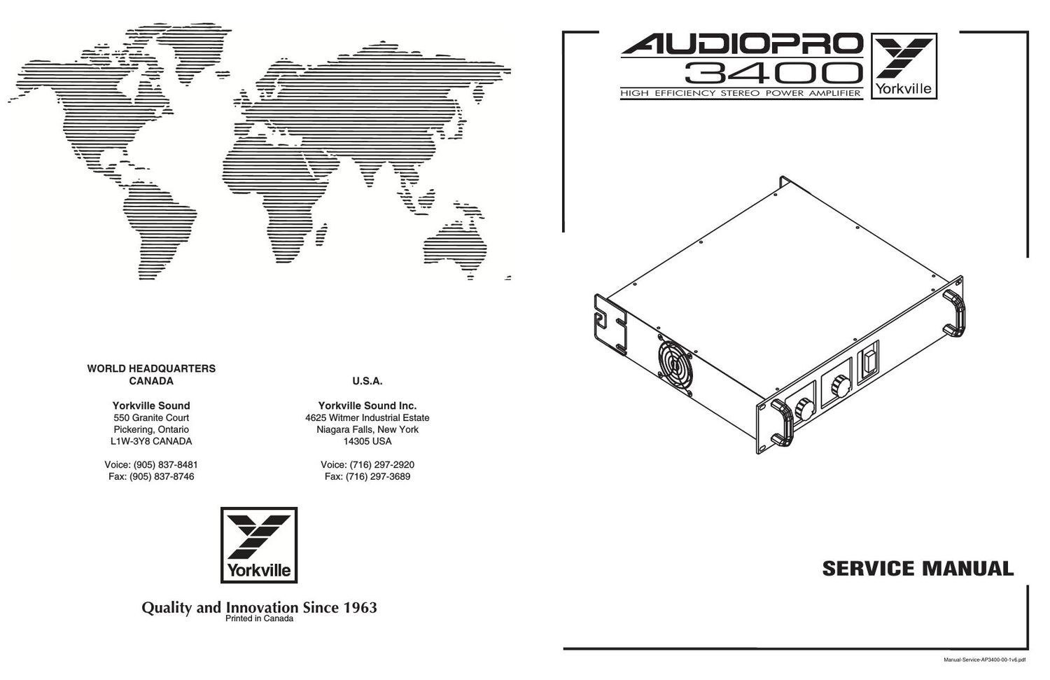 yorkville audiopro 3400 service manual