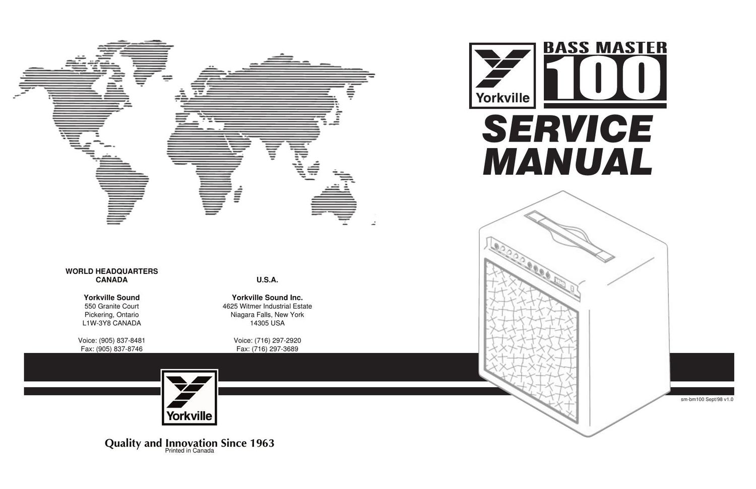 Yorkville Bass Master 100 Service Manual