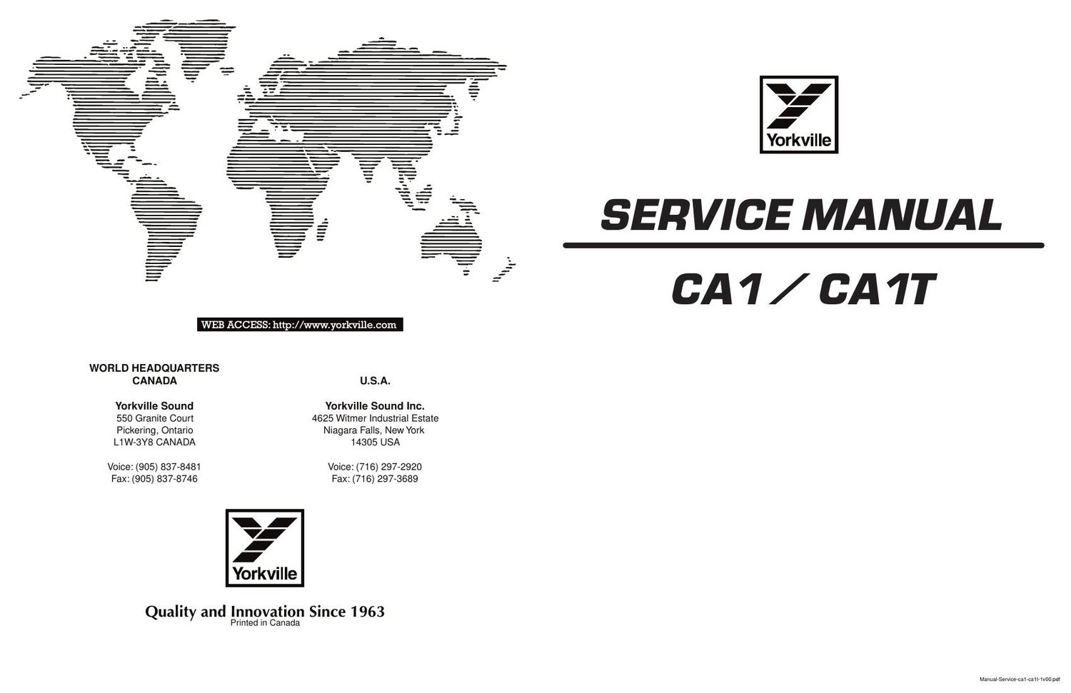yorkville ca 1 service manual