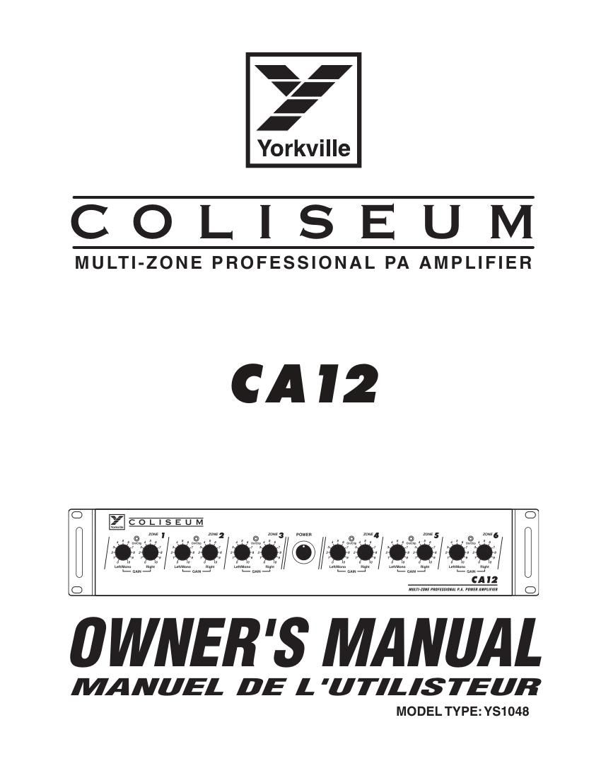 yorkville ca 12 owners manual