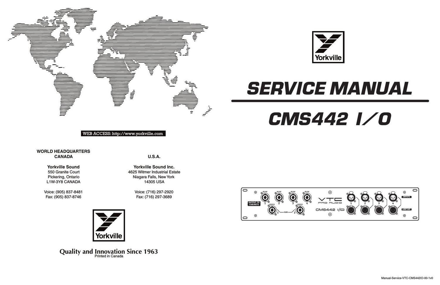 Yorkville CMS442 IO Service Manual