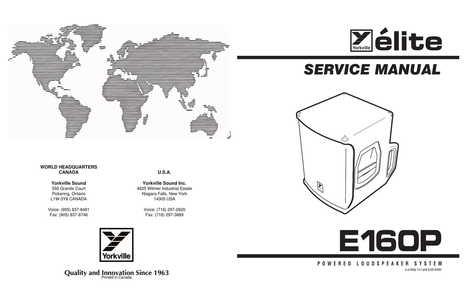 Yorkville E160P Powered Speaker Service Manual