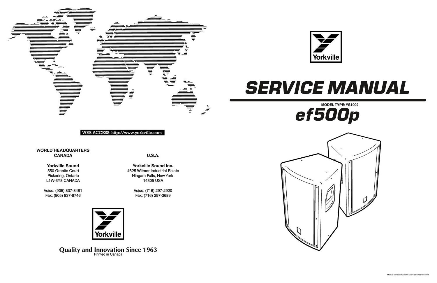 Yorkville EF500P Service Manual