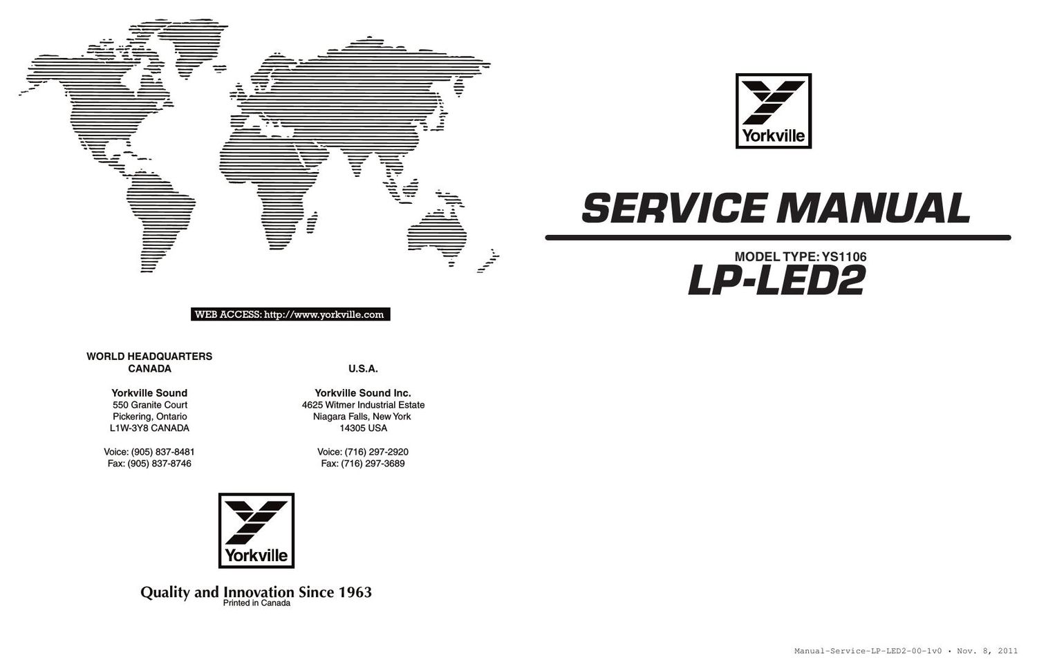 Yorkville LP LED2 Lighting Controller Service Manual