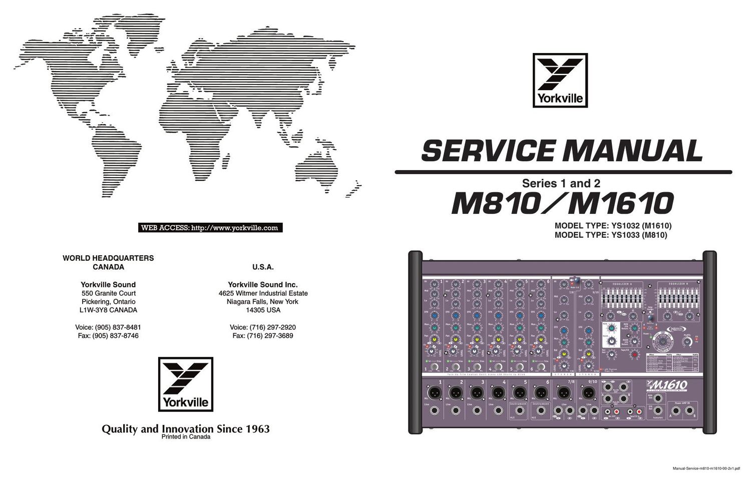 yorkville m 1610 service manual