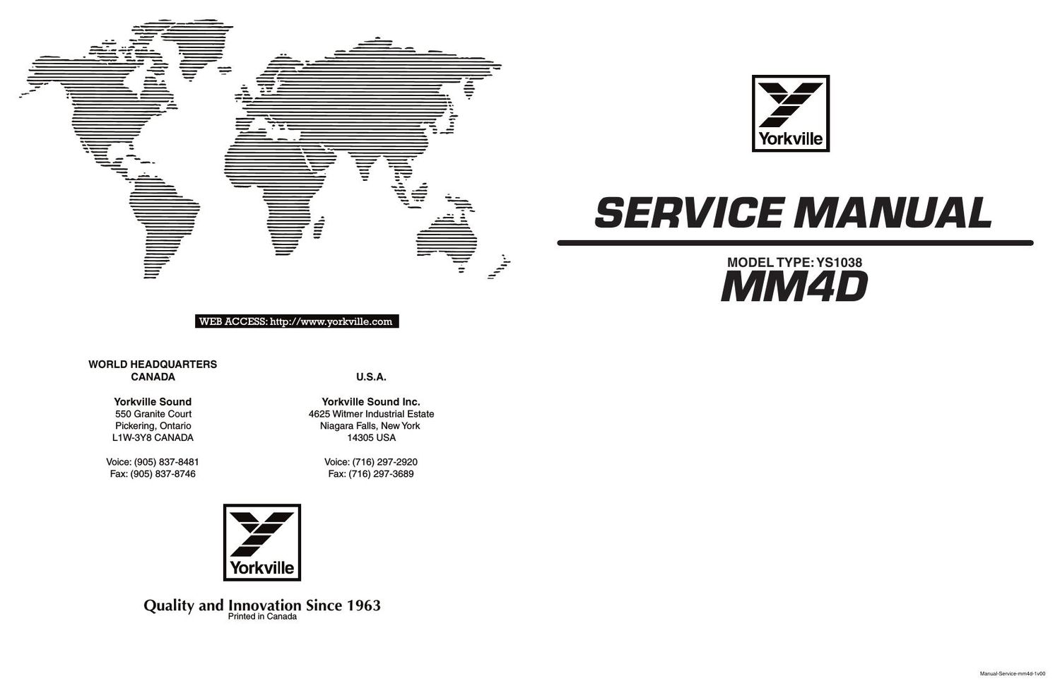 Yorkville MM4D Powered Mixer Service Manual