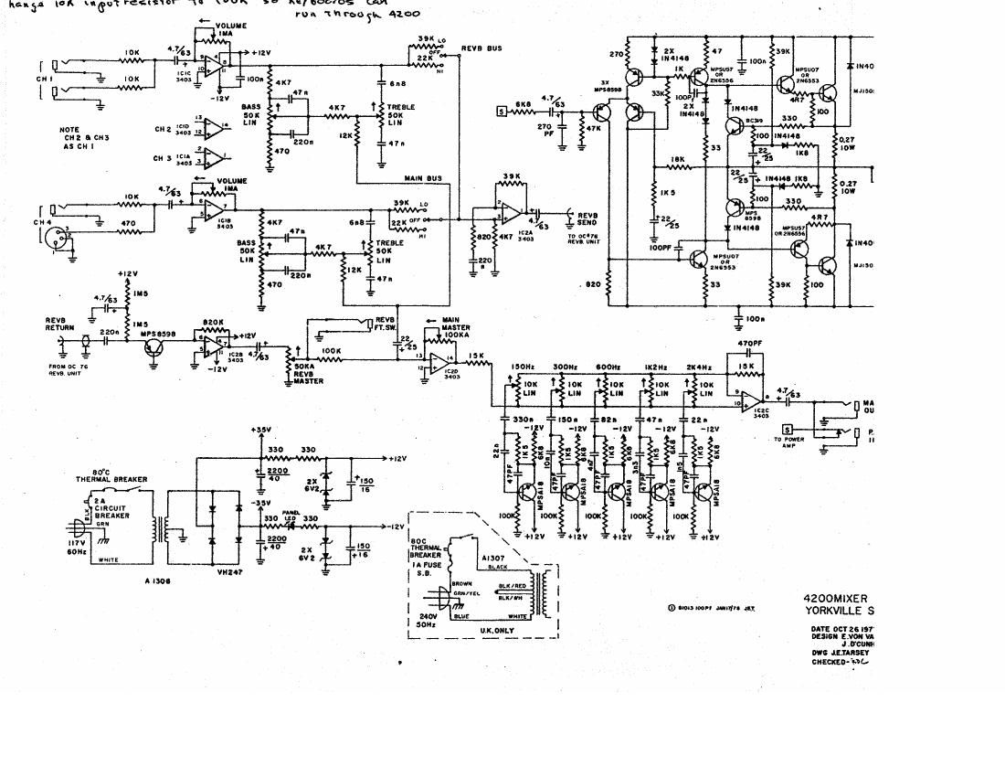 Yorkville MX 4200 Mixer Amp Schematic