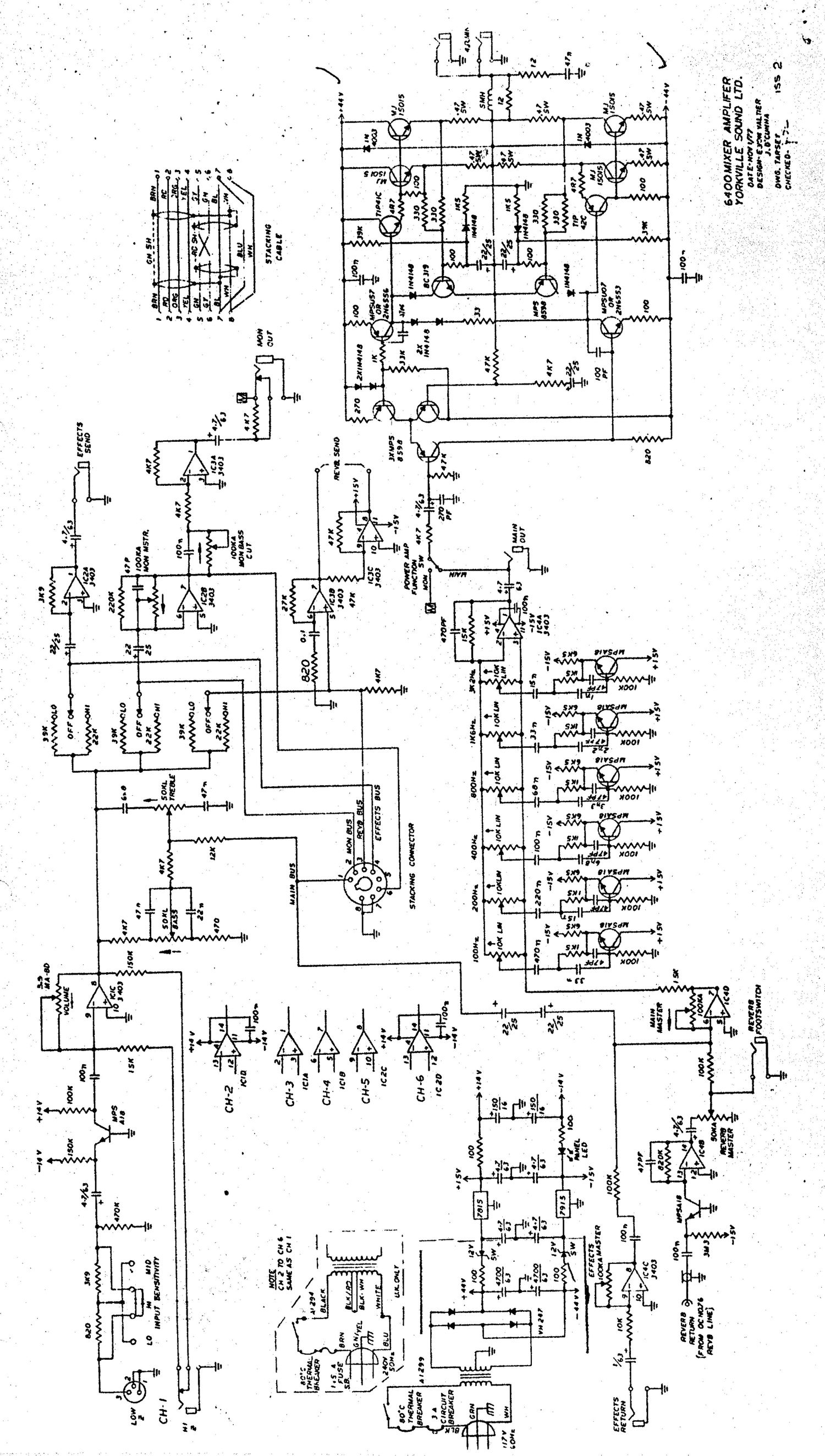 Yorkville MX 6400 Mixer Amp Schematic