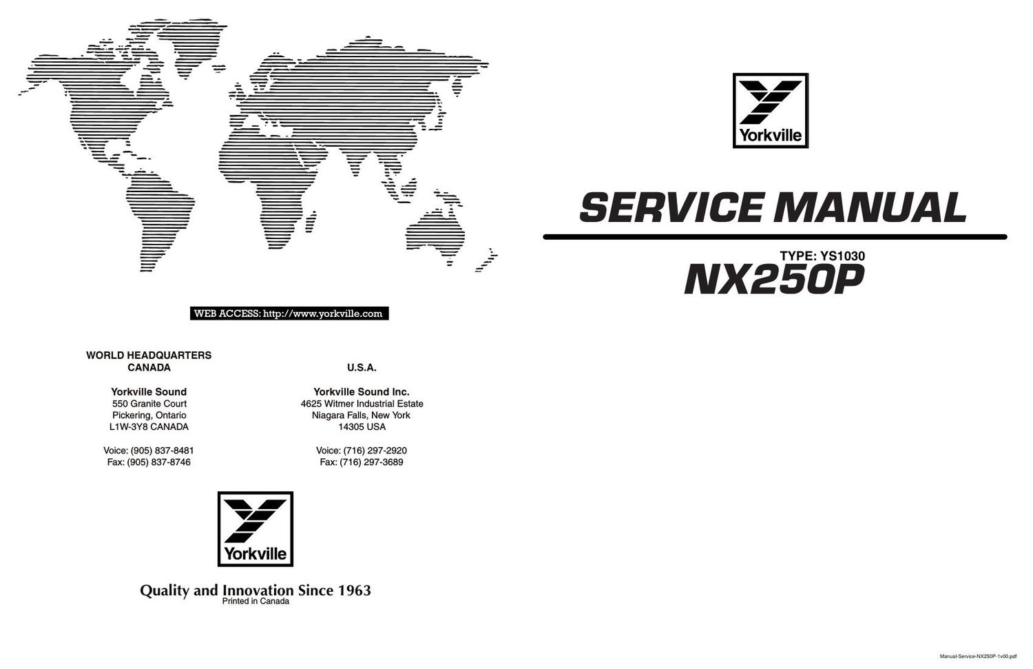 Yorkville NX250P Service Manual