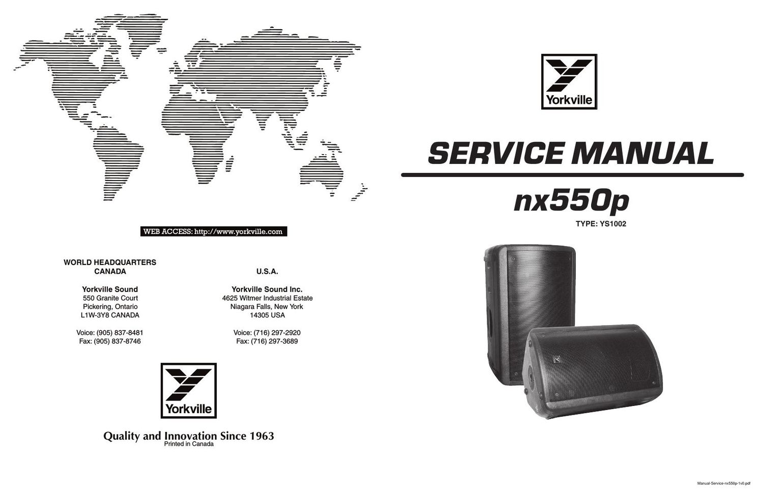 Yorkville NX550P Service Manual