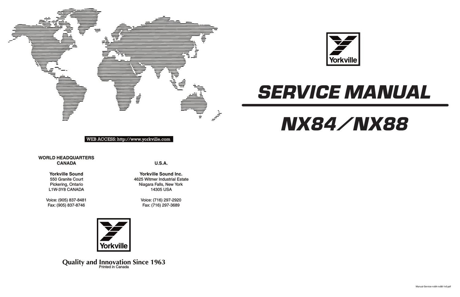 Yorkville NX84 NX88 Service Manual
