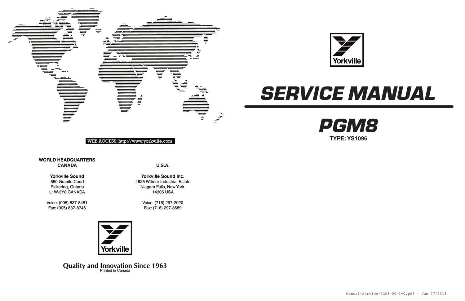 Yorkville PGM8 Service Manual