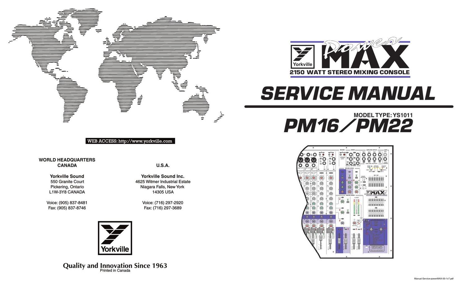 yorkville pm 16 service manual