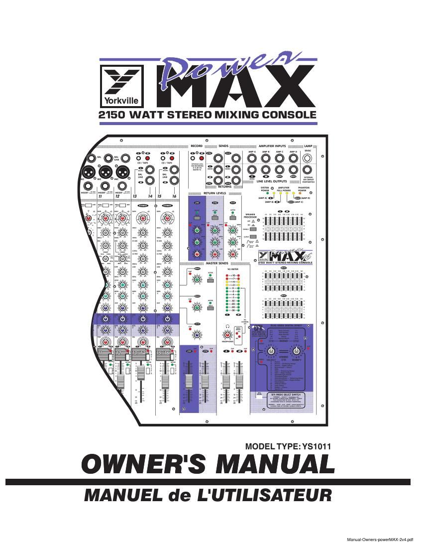 yorkville pm 1622 owners manual