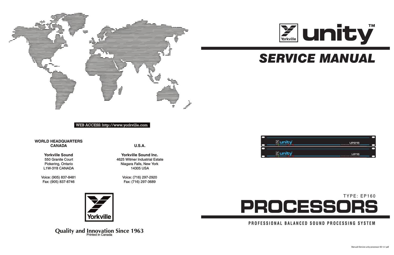 Yorkville Unity PA Processor Service Manual