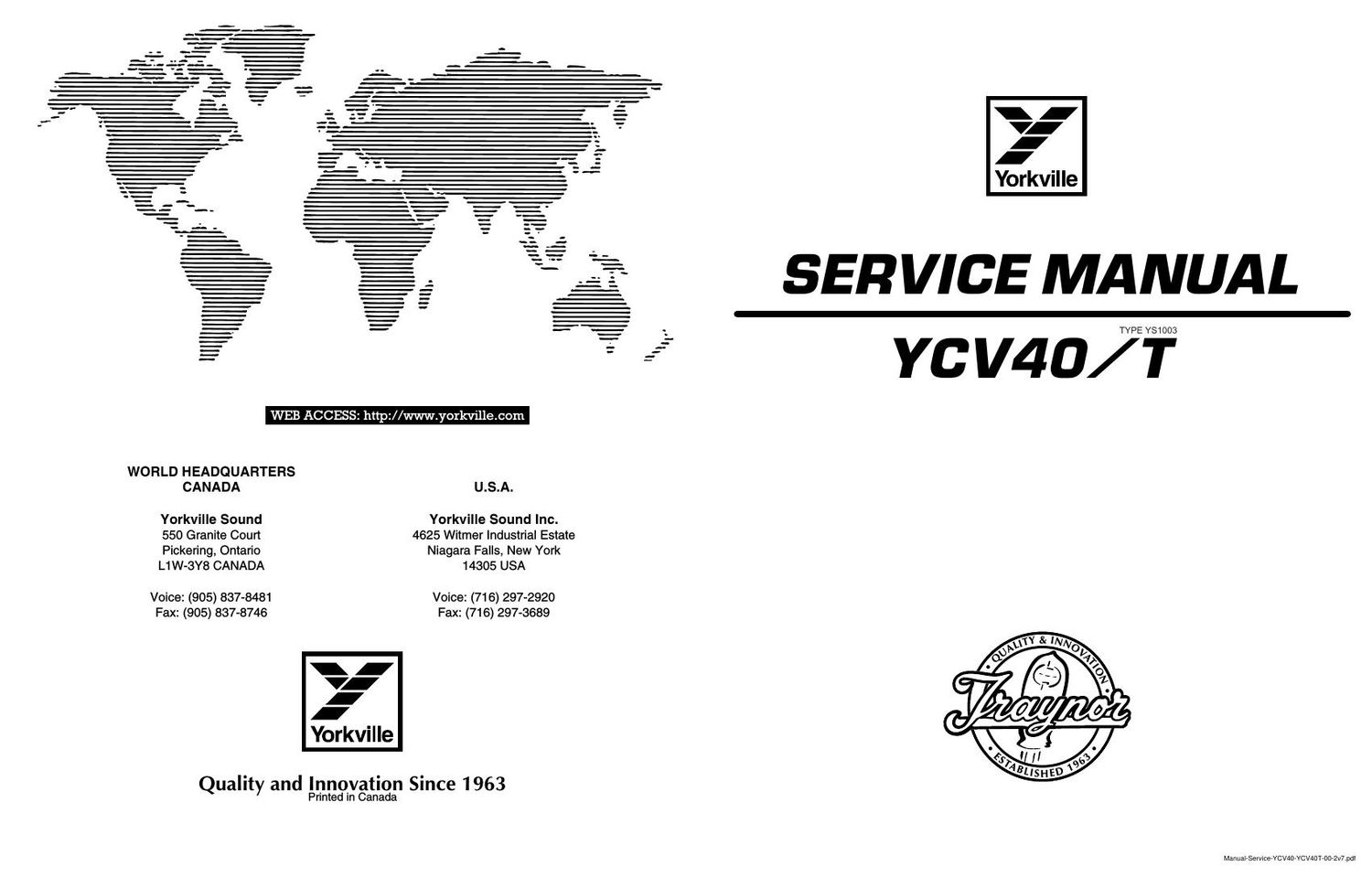 yorkville ycv 40 t service manual
