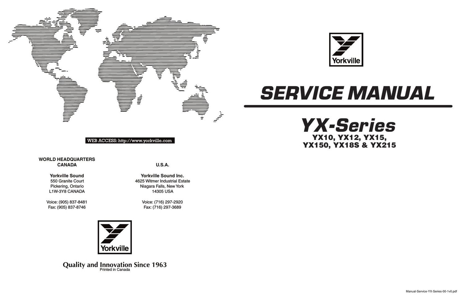 Yorkville YX Series Service Manual