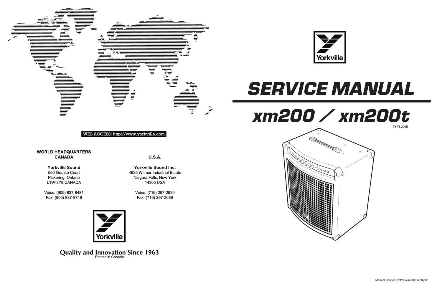 Yorkville xm200 200t Service Manual