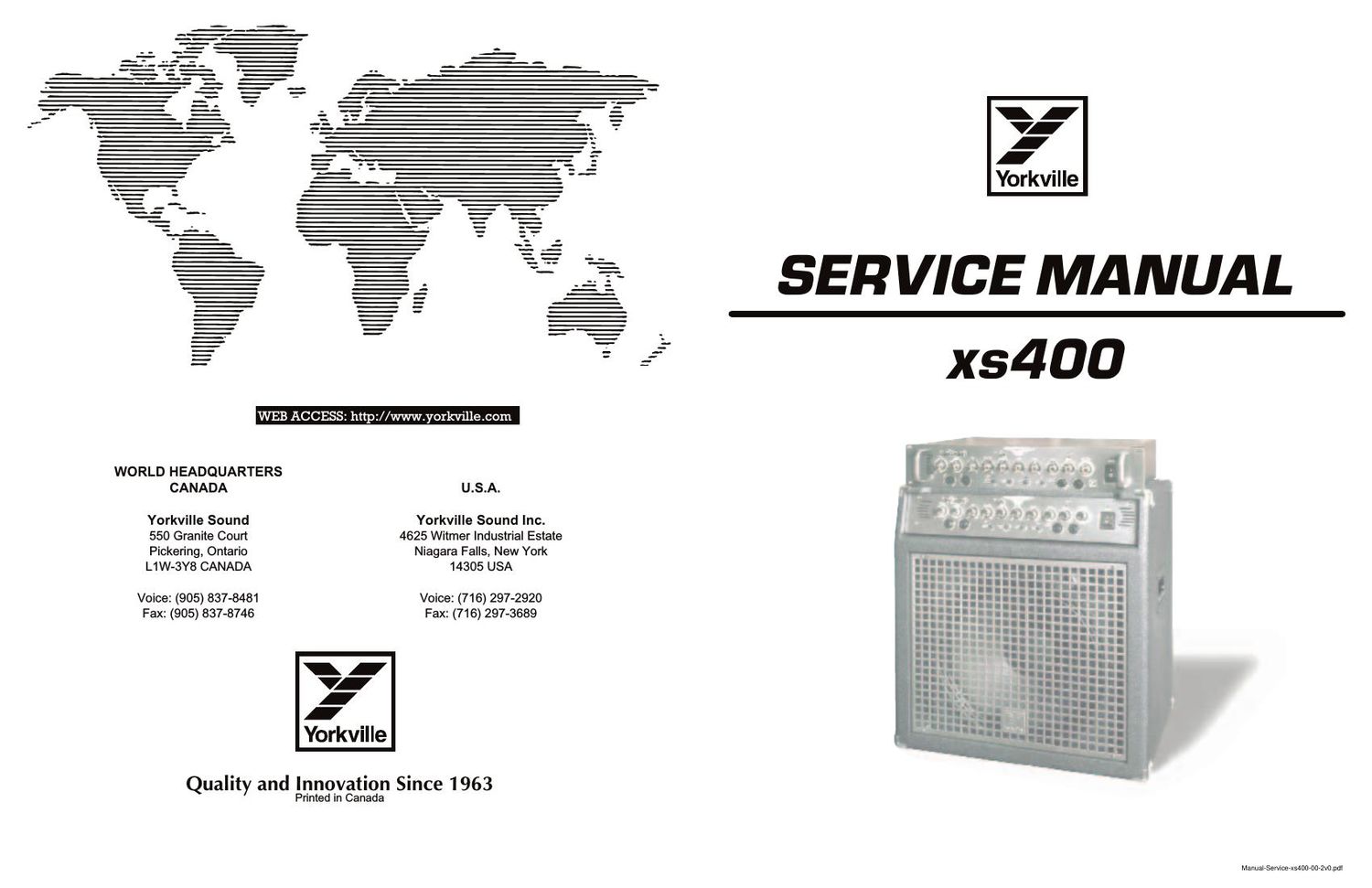 Yorkville xs400 Service Manual