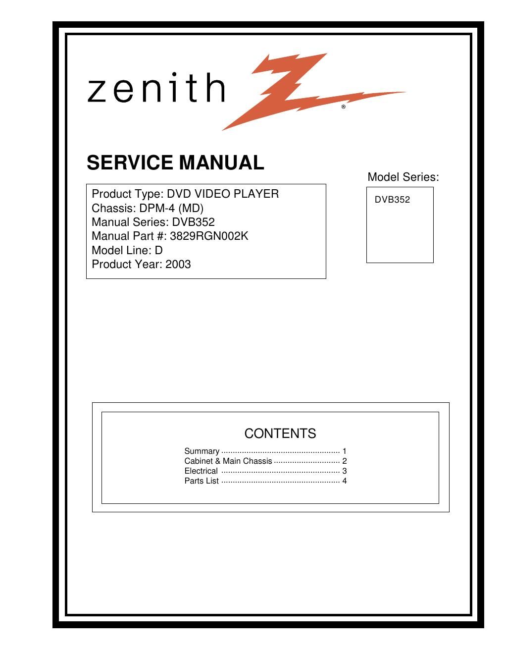 zenith dvb 352 service