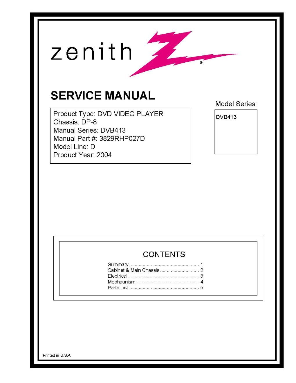 zenith dvb 413 service en