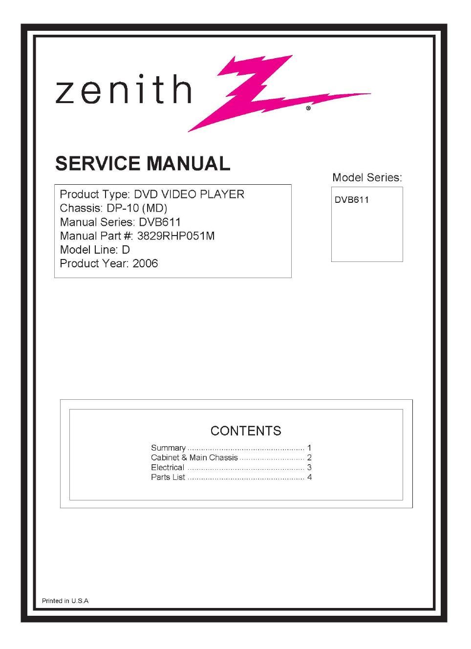 zenith dvb 611 service en