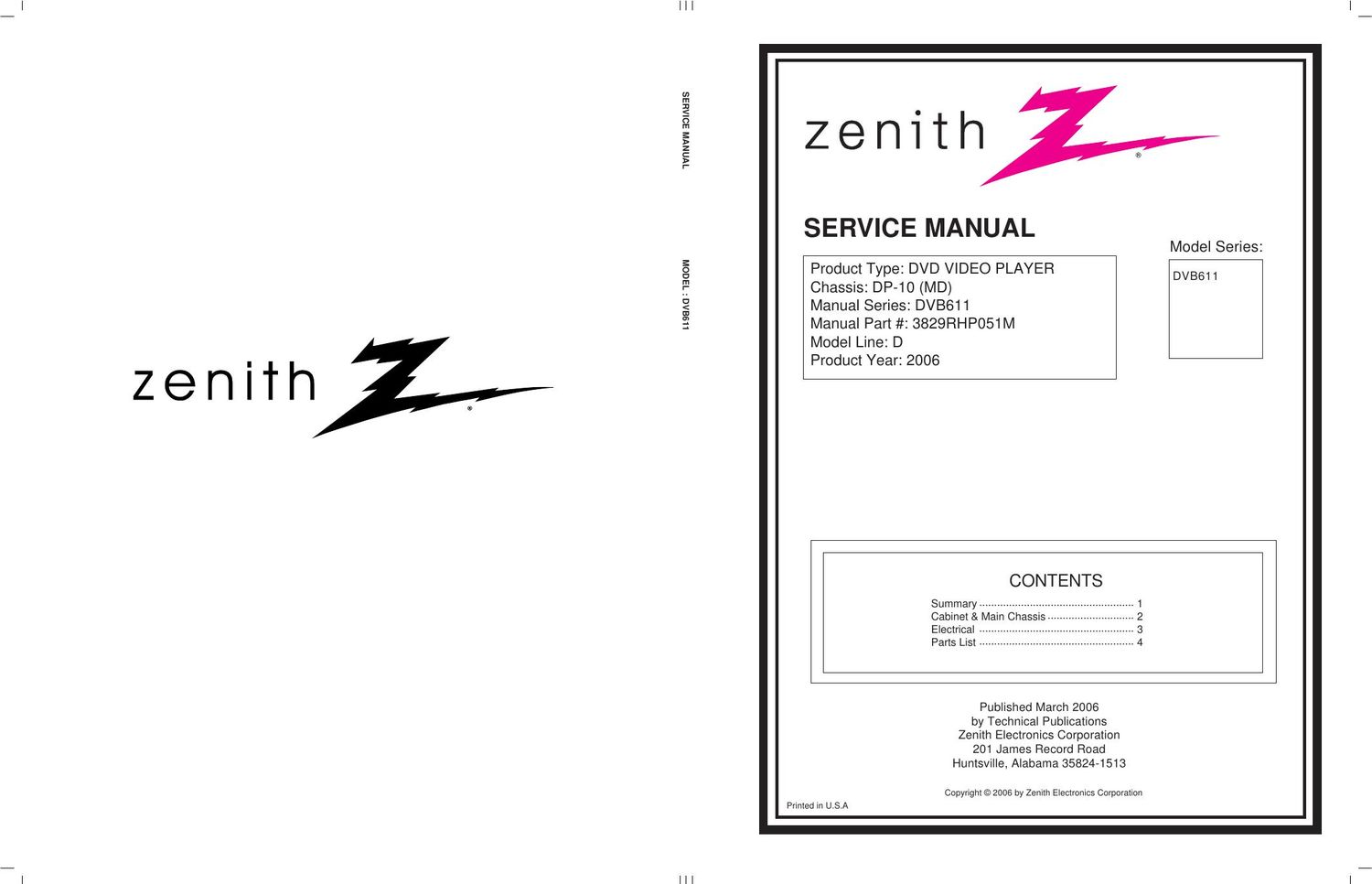 zenith dvb 611 service manual