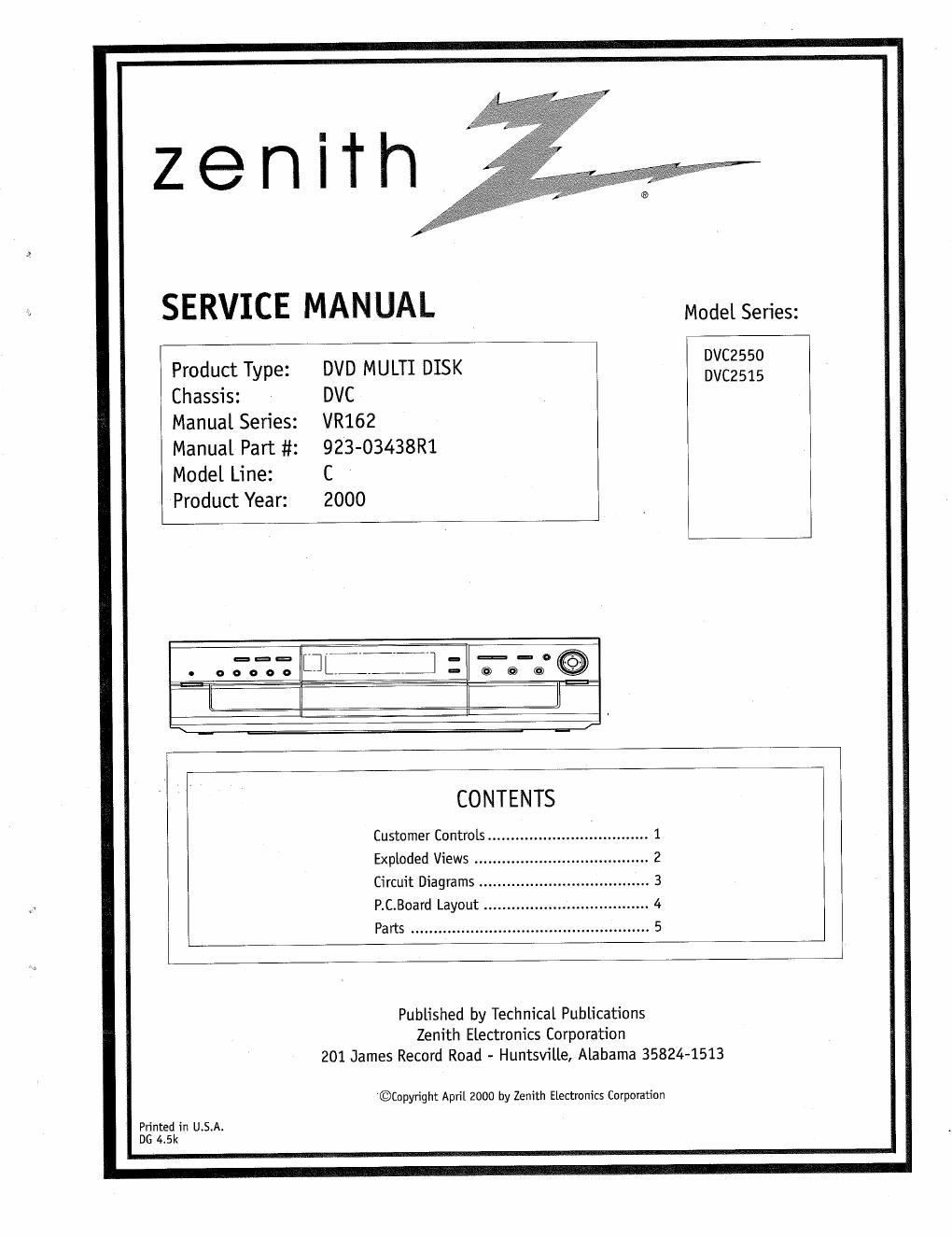 zenith dvc 2515 service manual