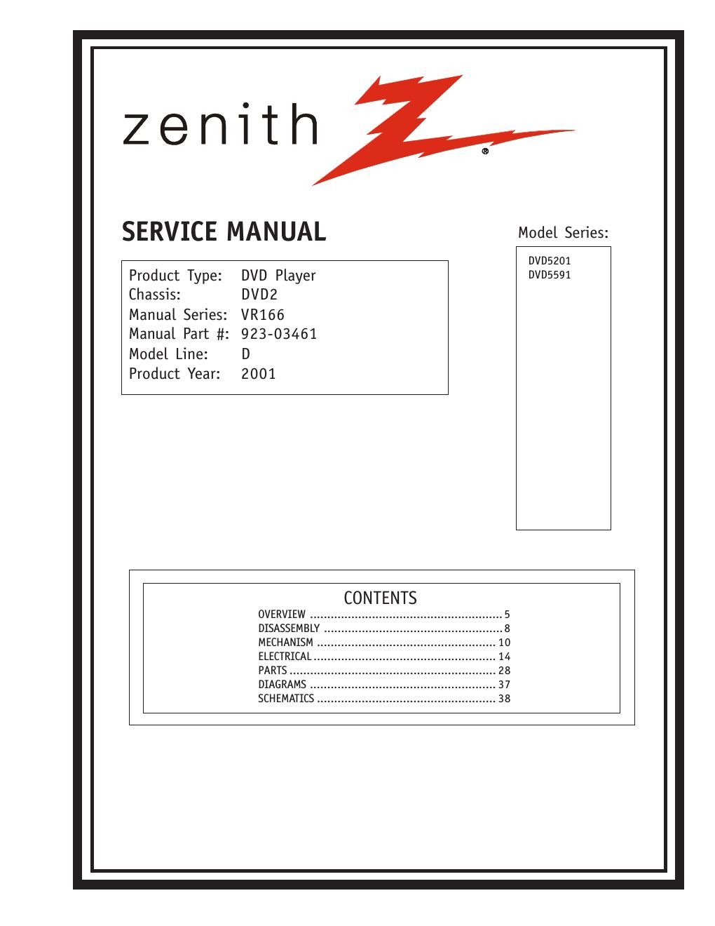 zenith dvd 5201 5591 service en