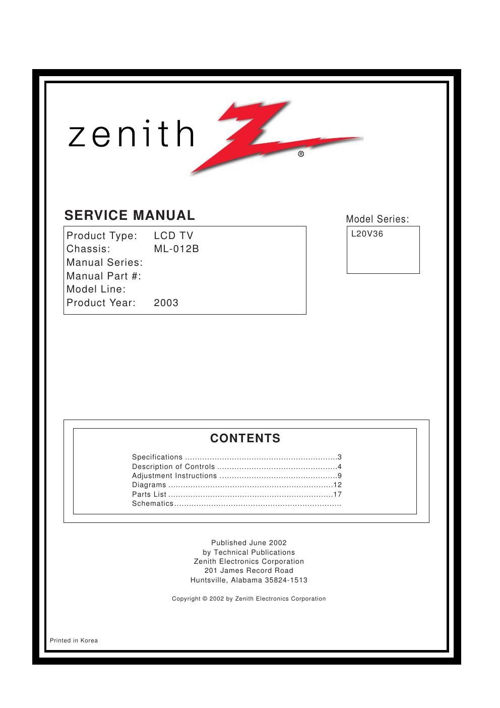 zenith l 20 v 36 schematic